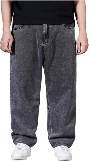Men's Baggy Cargo Denim Pants Streetwear Y2K Skateboard Jeans Casual Harajuku Straight Leg Loose Fit Jeans Trousers