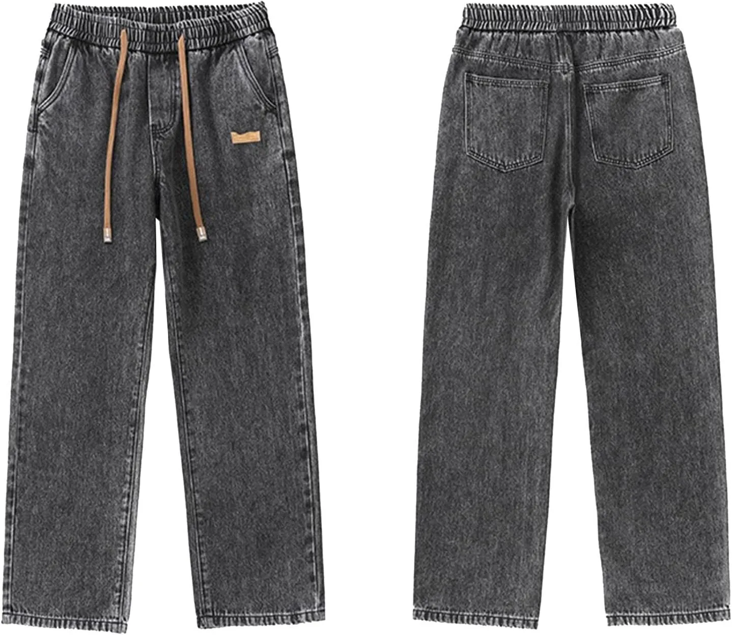 Men's Baggy Jeans Hip Hop Loose Fit Elastic Waist Jeans Y2K Hip Hop Straight Leg Skate Denim Pants Harajuku Trousers