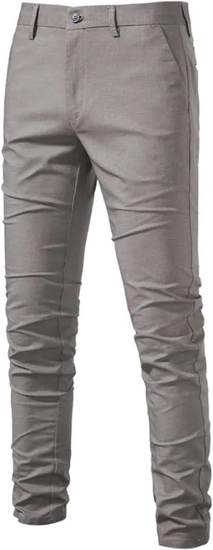 Men's Casual Dress Pants Stretch Fit Flat Front Breathable Pants Slim Fit Cargo Pants with Pockets for Work