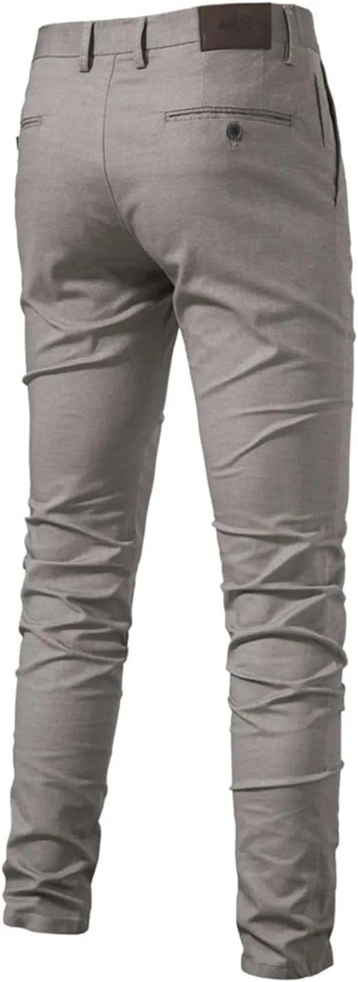 Men's Casual Dress Pants Stretch Fit Flat Front Breathable Pants Slim Fit Cargo Pants with Pockets for Work
