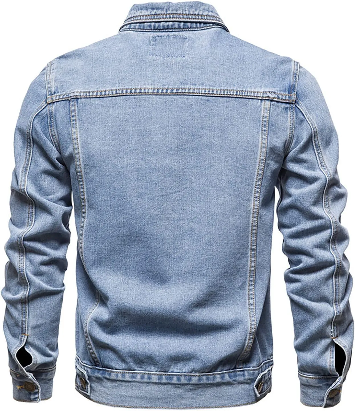 Mens Denim Jackets Casual Button Down Distressed Jeans Trucker Jacket Slim Fit Fall Durable Long Sleeve Coat Outwear