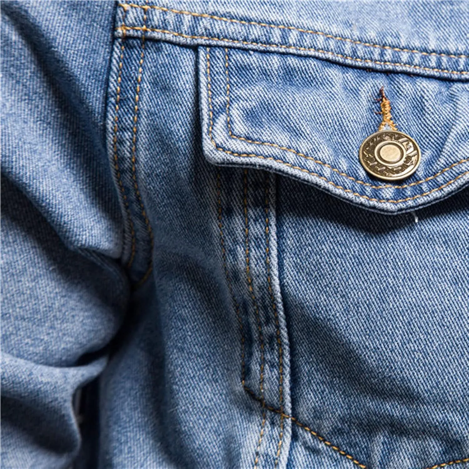 Mens Denim Jackets Casual Button Down Distressed Jeans Trucker Jacket Slim Fit Fall Durable Long Sleeve Coat Outwear