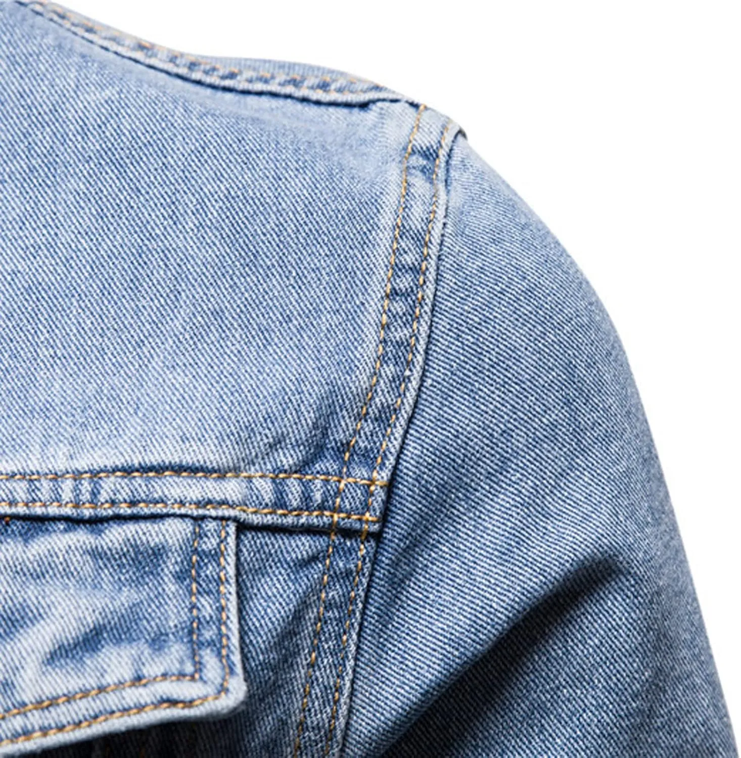 Mens Denim Jackets Casual Button Down Distressed Jeans Trucker Jacket Slim Fit Fall Durable Long Sleeve Coat Outwear