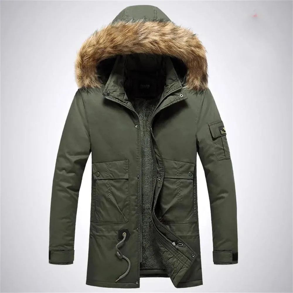 Men's Detachable Hoodies Cotton-Padded Coat Parkas Winter Thicken Fleece Jackets Windbreaker