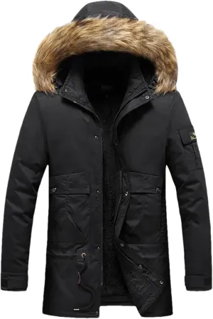 Men's Detachable Hoodies Cotton-Padded Coat Parkas Winter Thicken Fleece Jackets Windbreaker