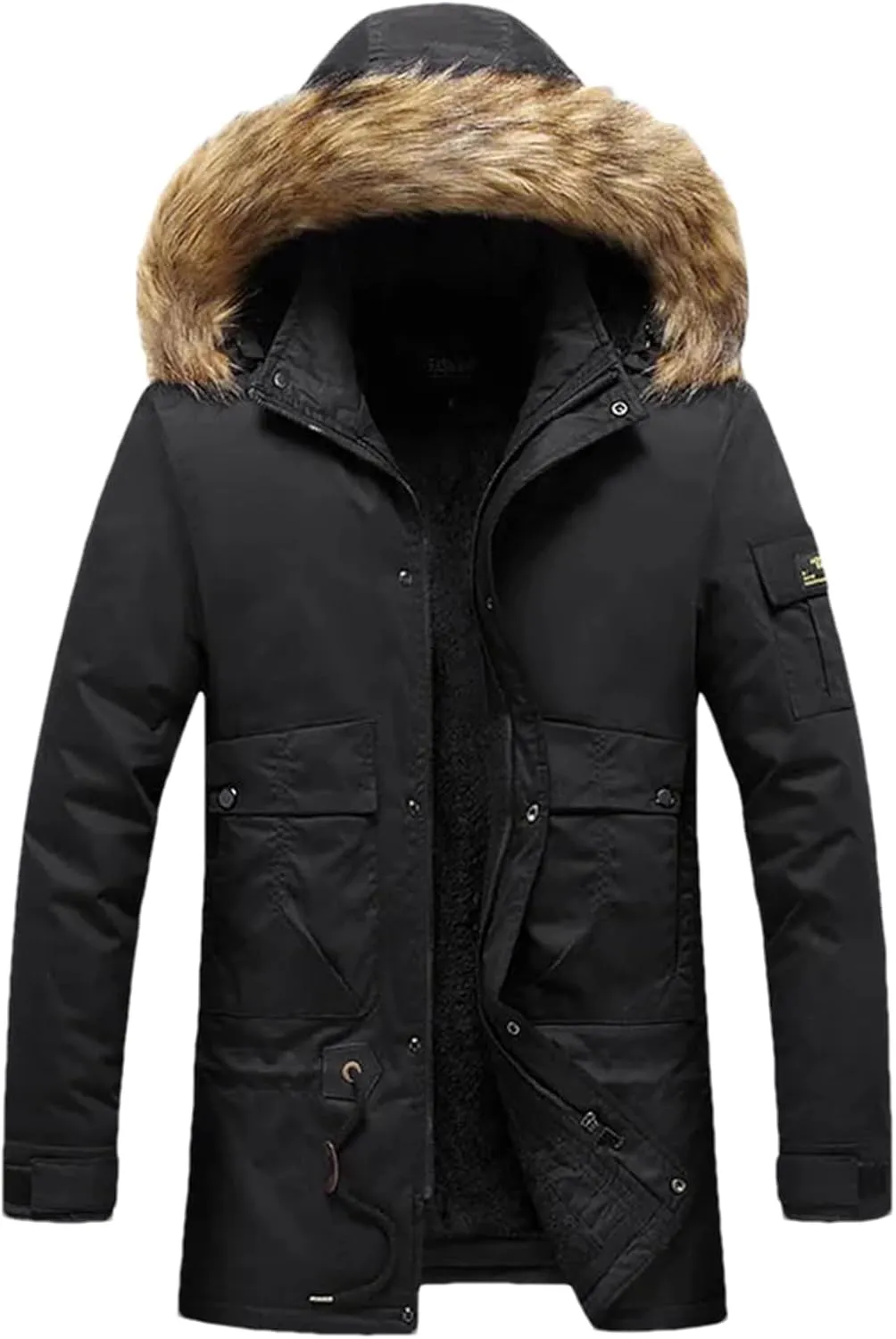 Men's Detachable Hoodies Cotton-Padded Coat Parkas Winter Thicken Fleece Jackets Windbreaker