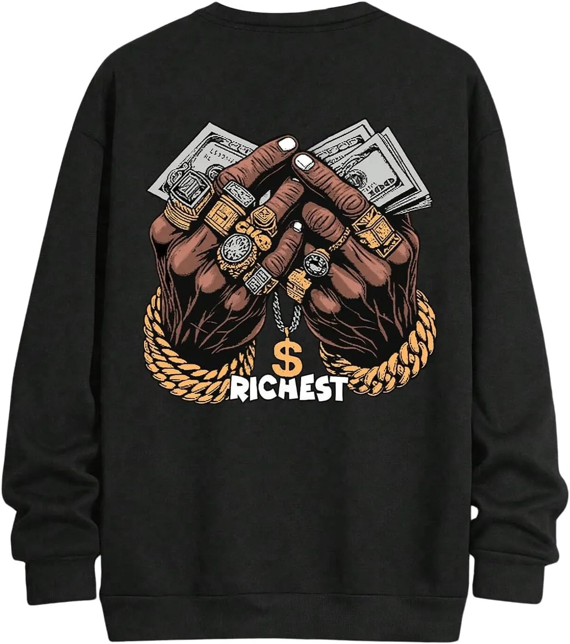 Men's Gesture Graphic Oversized Sweatshirts Long Sleeve Crewneck Loose Pullovers