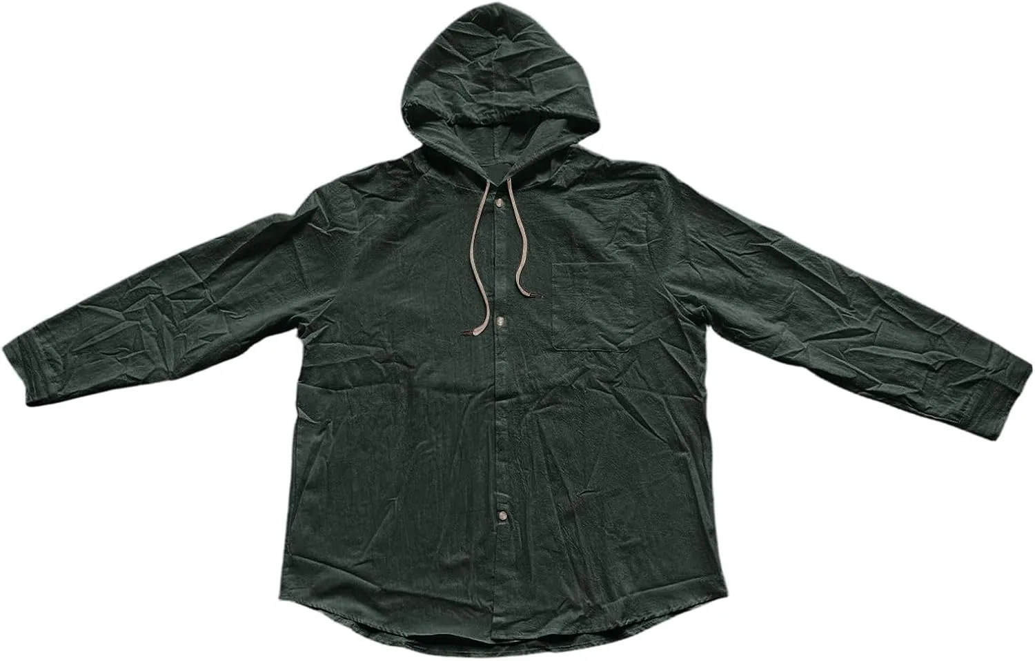 Men's Linen Shirts Long Sleeve Summer Button Down Drawstring Shirt with Hooded Hawaiian Fashion Outfits