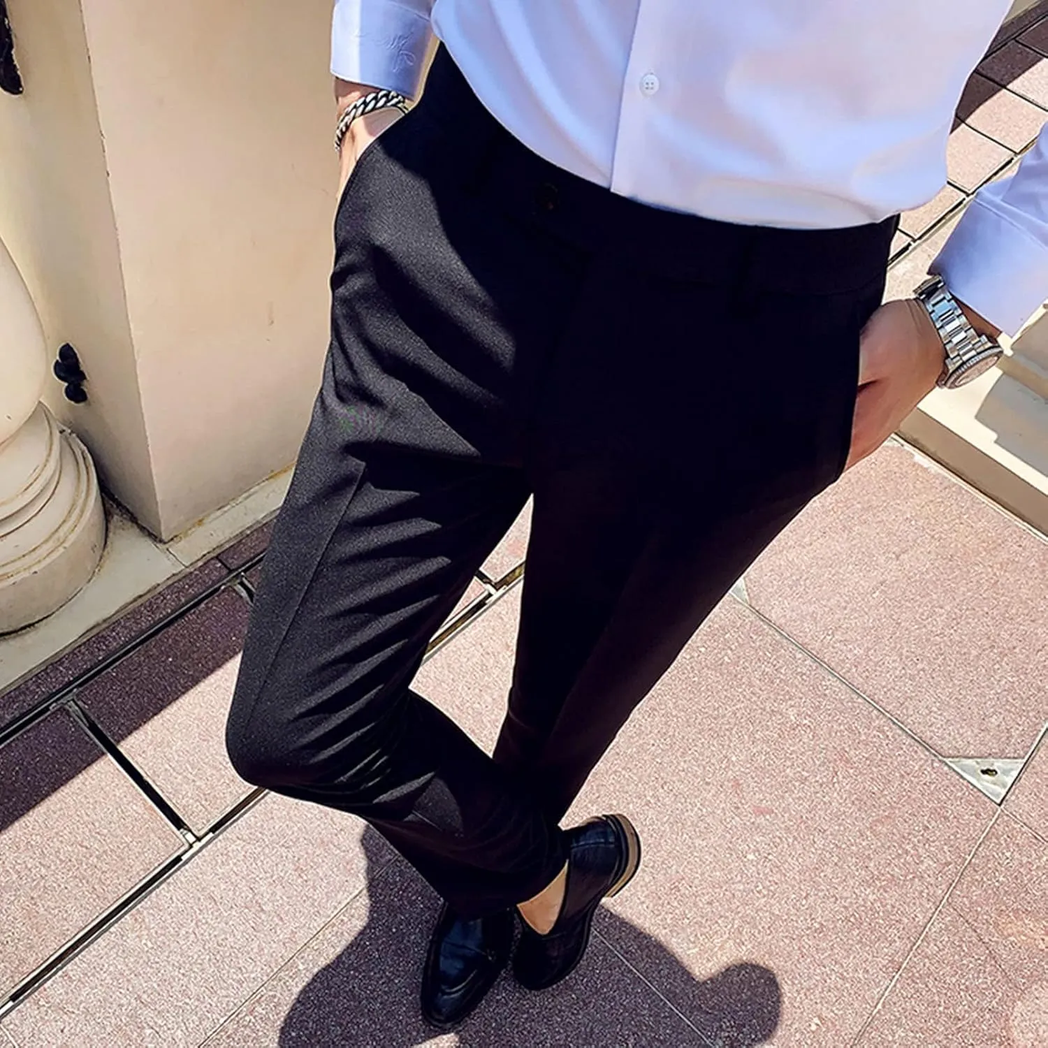 Men's Modern Fit Dress Pant Classic Fit Easy Khaki Pants Chino Pant Comfort Stretch Fit Flat-Front Pant