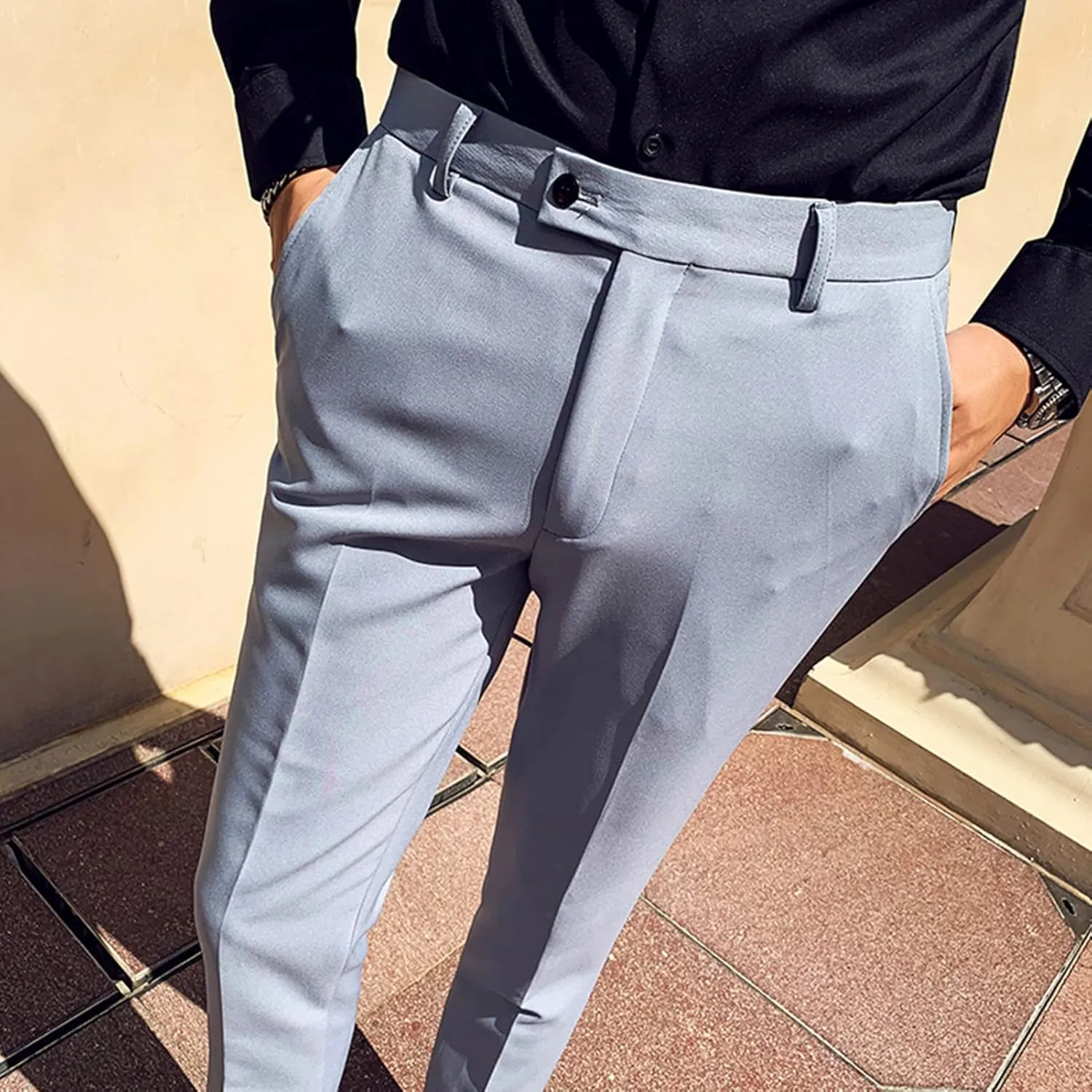 Men's Modern Fit Dress Pant Classic Fit Easy Khaki Pants Chino Pant Comfort Stretch Fit Flat-Front Pant