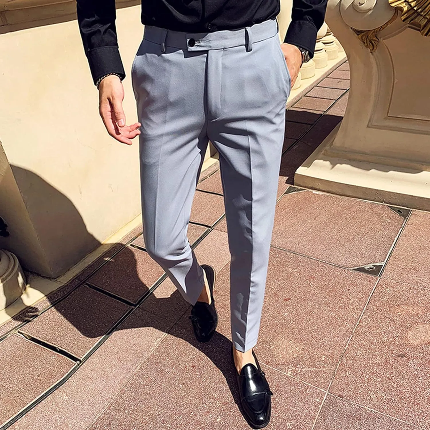 Men's Modern Fit Dress Pant Classic Fit Easy Khaki Pants Chino Pant Comfort Stretch Fit Flat-Front Pant