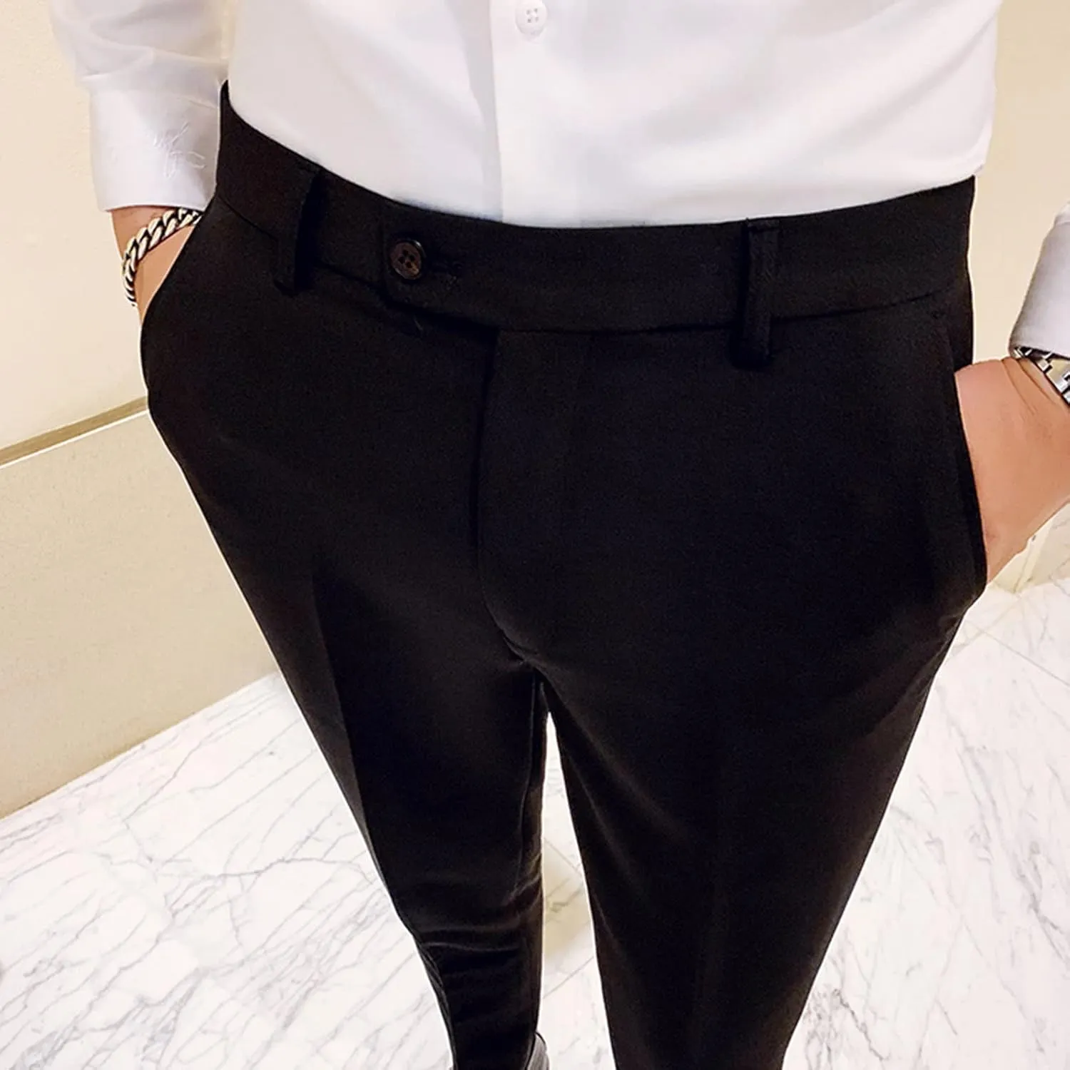 Men's Modern Fit Dress Pant Classic Fit Easy Khaki Pants Chino Pant Comfort Stretch Fit Flat-Front Pant