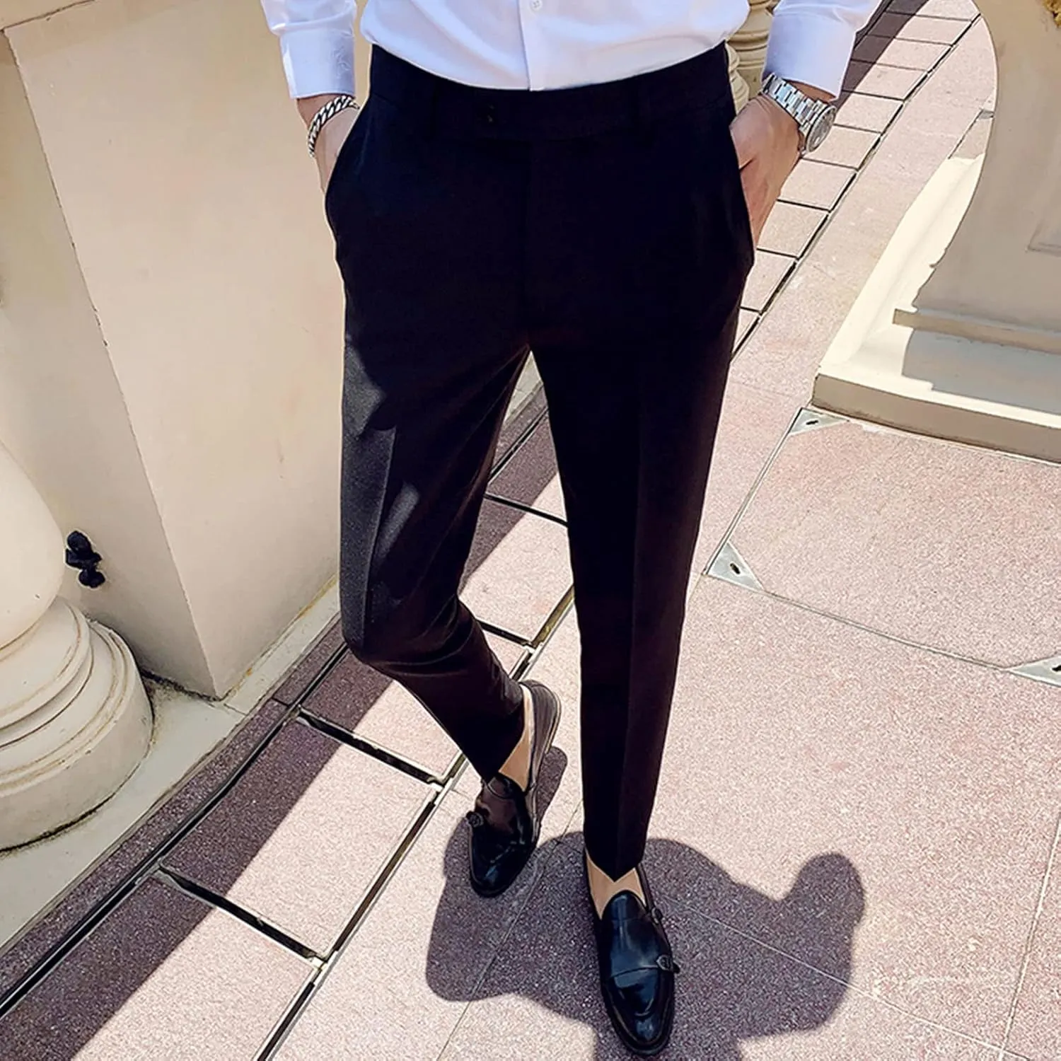 Men's Modern Fit Dress Pant Classic Fit Easy Khaki Pants Chino Pant Comfort Stretch Fit Flat-Front Pant