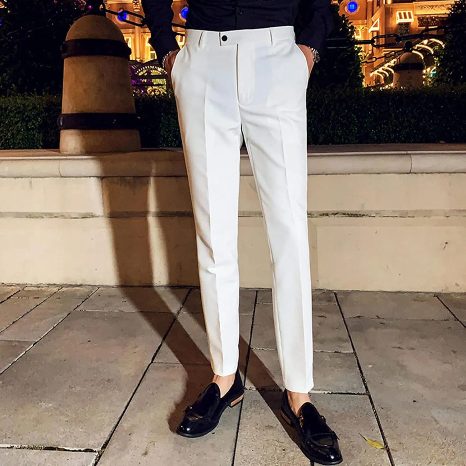 Men's Modern Fit Dress Pant Classic Fit Easy Khaki Pants Chino Pant Comfort Stretch Fit Flat-Front Pant