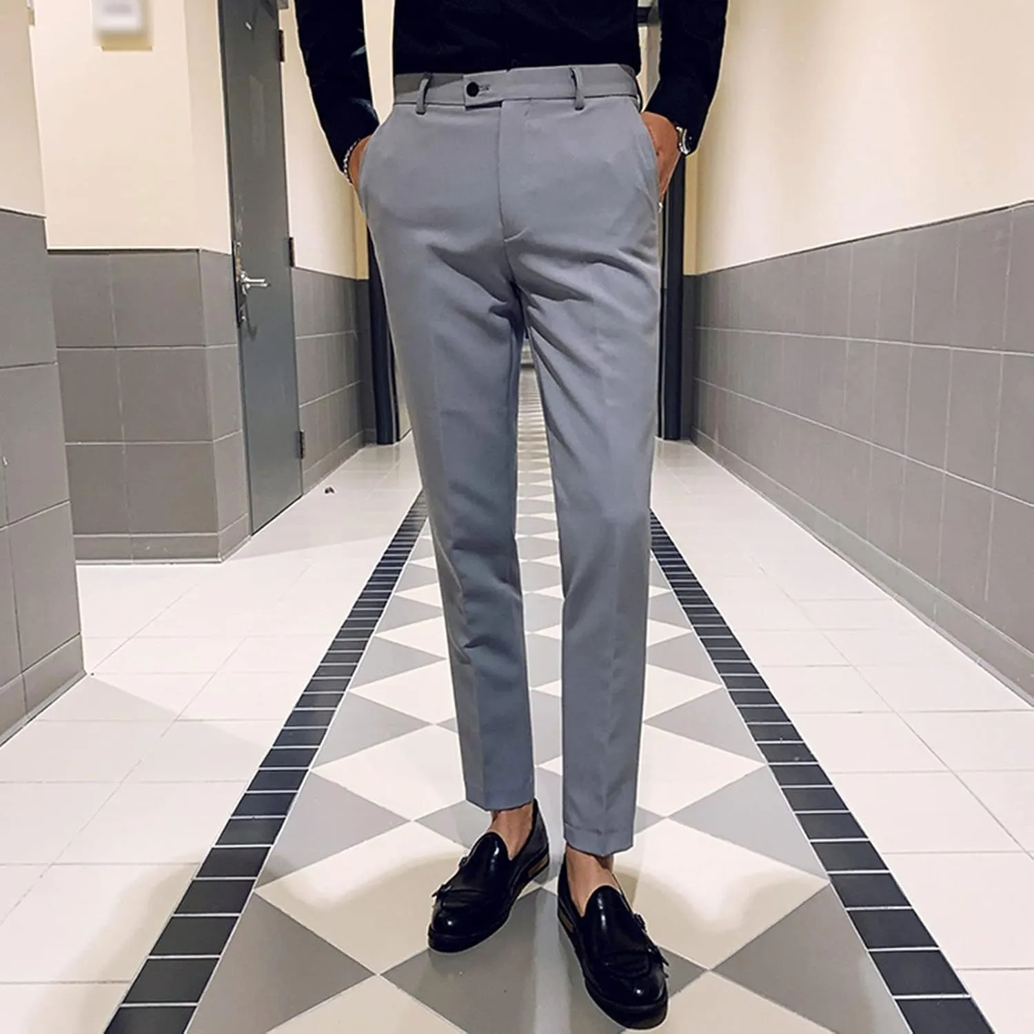 Men's Modern Fit Dress Pant Classic Fit Easy Khaki Pants Chino Pant Comfort Stretch Fit Flat-Front Pant