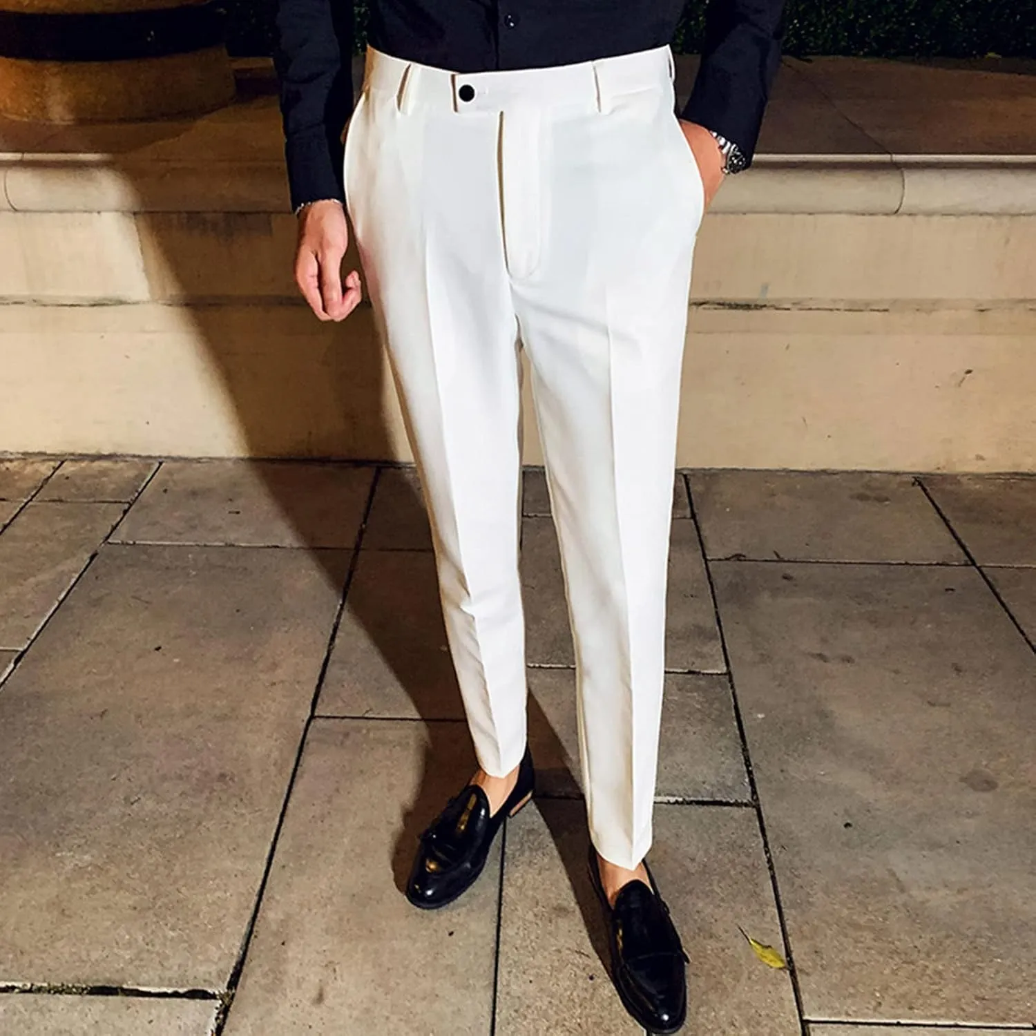 Men's Modern Fit Dress Pant Classic Fit Easy Khaki Pants Chino Pant Comfort Stretch Fit Flat-Front Pant