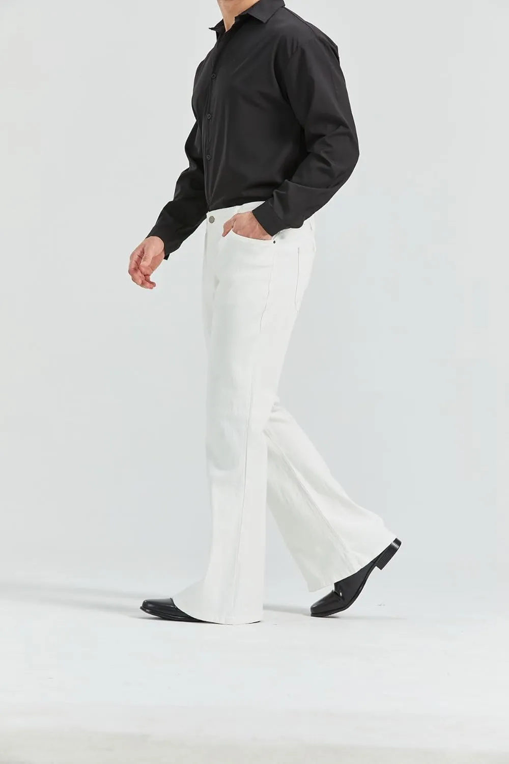 Men's Relaxed Vintage 60s 70s Bell Bottom Stretch Fit Classic Comfort Flared Flares Retro Leg Disco Denim Jeans Pants