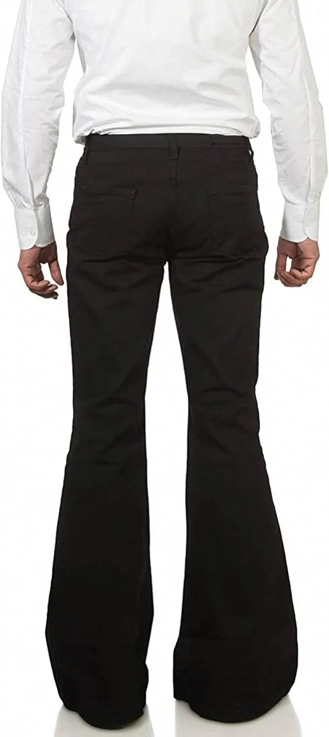 Men's Relaxed Vintage 60s 70s Bell Bottom Stretch Fit Classic Comfort Flared Flares Retro Leg Disco Denim Jeans Pants