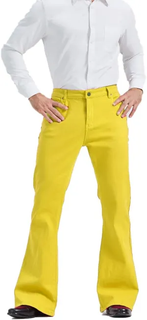 Men's Relaxed Vintage 60s 70s Bell Bottom Stretch Fit Classic Comfort Flared Flares Retro Leg Disco Denim Jeans Pants