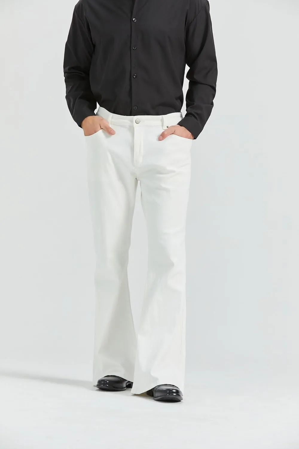 Men's Relaxed Vintage 60s 70s Bell Bottom Stretch Fit Classic Comfort Flared Flares Retro Leg Disco Denim Jeans Pants