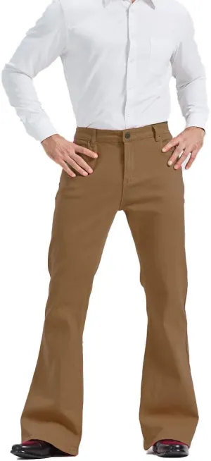 Men's Relaxed Vintage 60s 70s Bell Bottom Stretch Fit Classic Comfort Flared Flares Retro Leg Disco Denim Jeans Pants