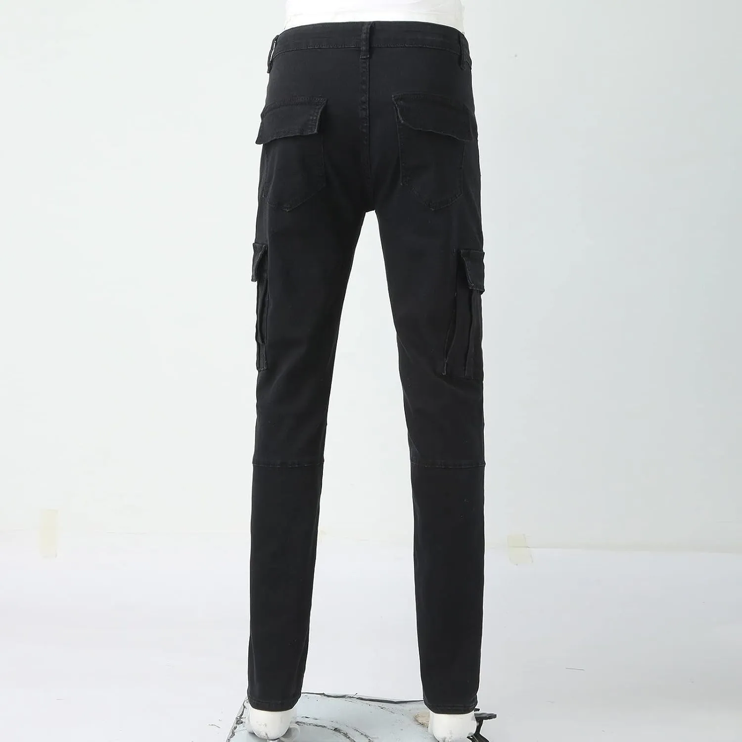 Men's Slim Fit Denim Jeans Casual Fashion Tapered Cargo Jeans Straight Leg Pants Trousers Streetwear Hip Hop Jean with Zipper