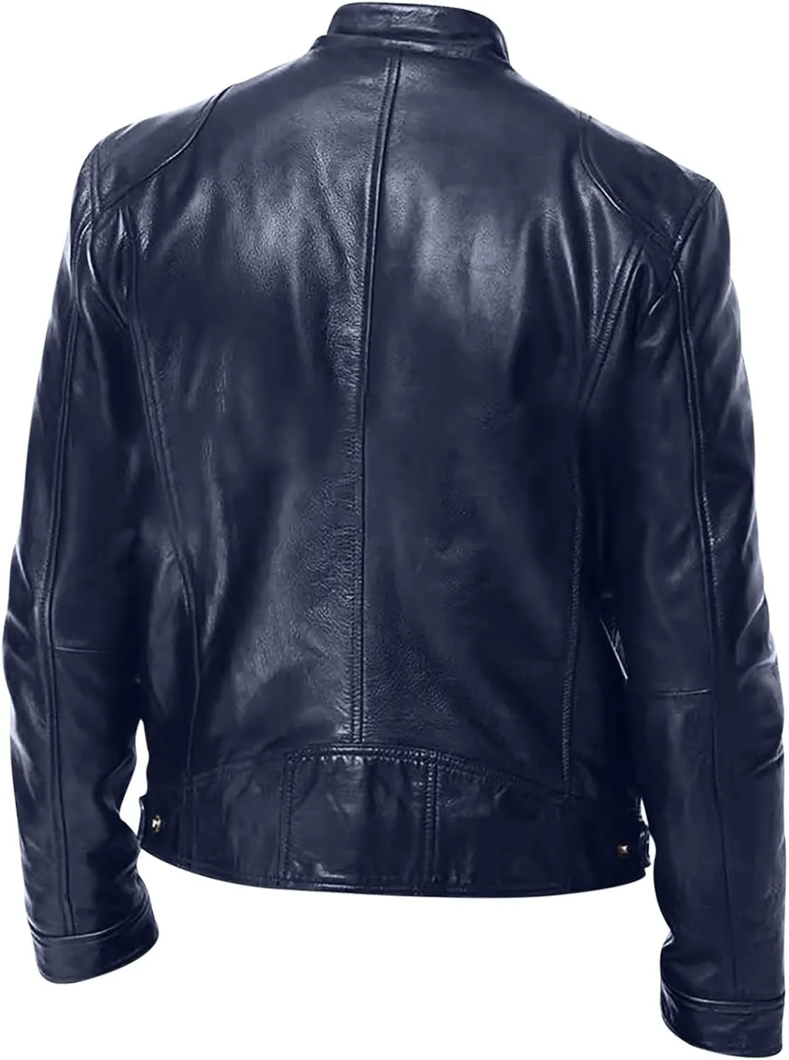 Mens Vintage Leather Casual Jackets Full Zipper Stand Collar Flight Faux Leather Coats Motorcycle Biker Outerwear