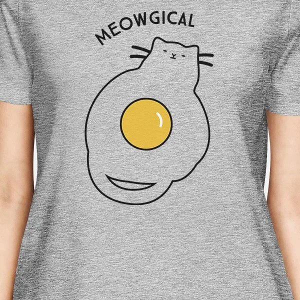 Meowgical Cat And Fried Egg Womens Grey Shirt
