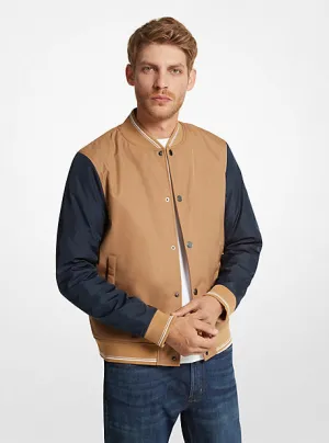 Michael Kors Mens Baseball Jacket Coat Medium Light Brown