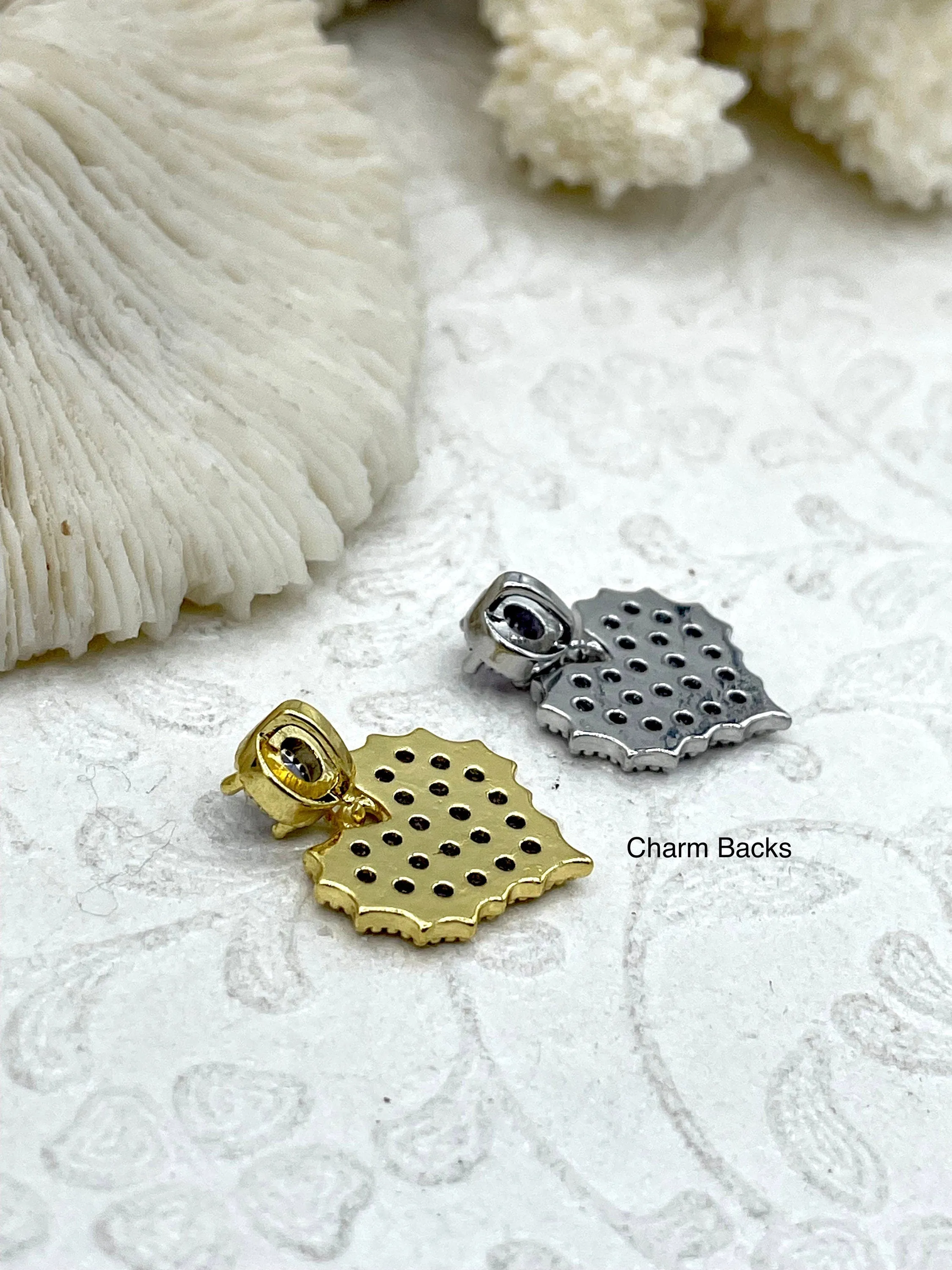 Micro PAVE Gold or Silver Heart Charms with Purple CZ, Cubic Zirconia Heart Charms, CZ Heart Pendants, Gold or Silver Heart Charm, Fast Ship