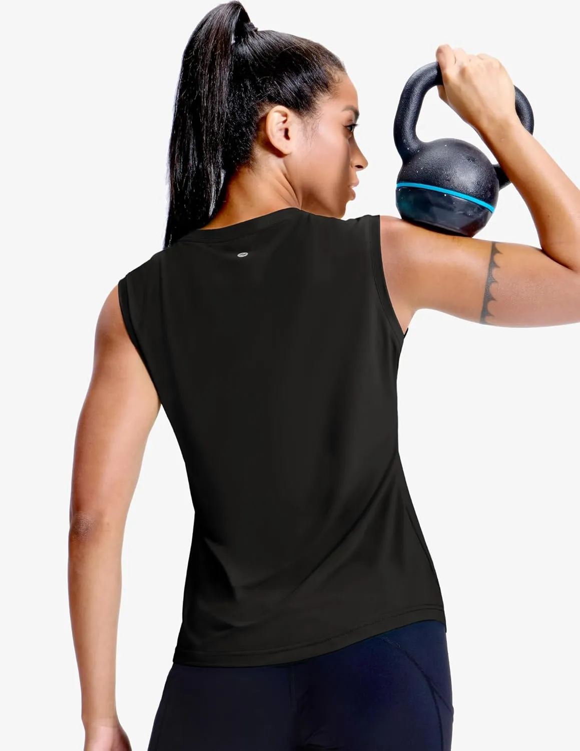 MIER Sleeveless Athletic Tops for Women Dry Fit Running Workout Tank Top Crew Neck UPF 50  Active Tennis Gym Yoga Tee Shirts