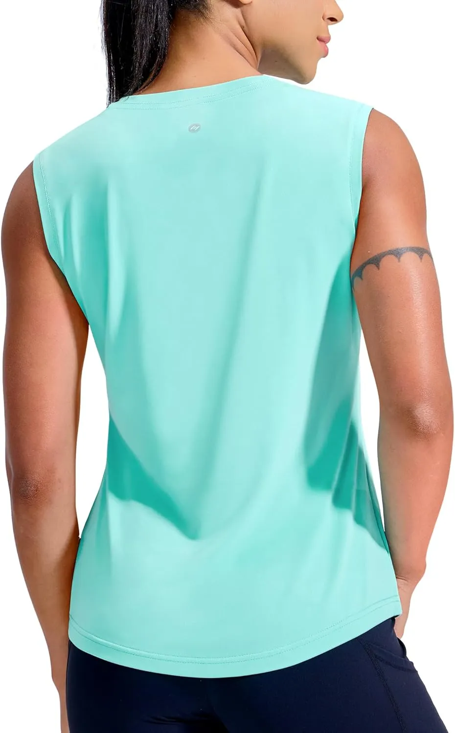 MIER Sleeveless Athletic Tops for Women Dry Fit Running Workout Tank Top Crew Neck UPF 50  Active Tennis Gym Yoga Tee Shirts