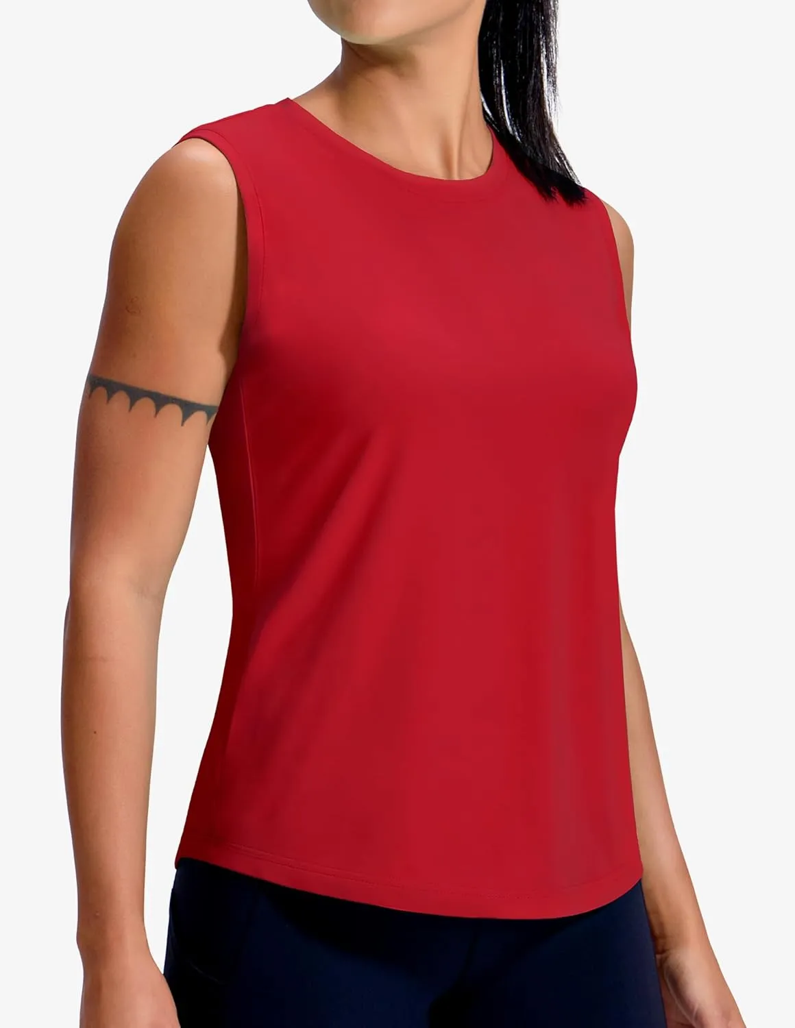 MIER Sleeveless Athletic Tops for Women Dry Fit Running Workout Tank Top Crew Neck UPF 50  Active Tennis Gym Yoga Tee Shirts