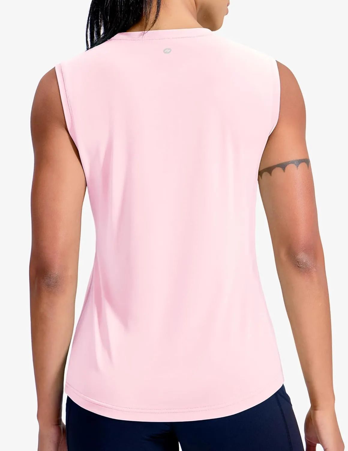 MIER Sleeveless Athletic Tops for Women Dry Fit Running Workout Tank Top Crew Neck UPF 50  Active Tennis Gym Yoga Tee Shirts