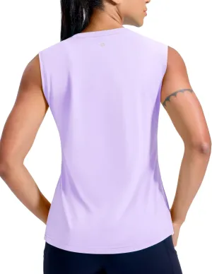 MIER Sleeveless Athletic Tops for Women Dry Fit Running Workout Tank Top Crew Neck UPF 50  Active Tennis Gym Yoga Tee Shirts