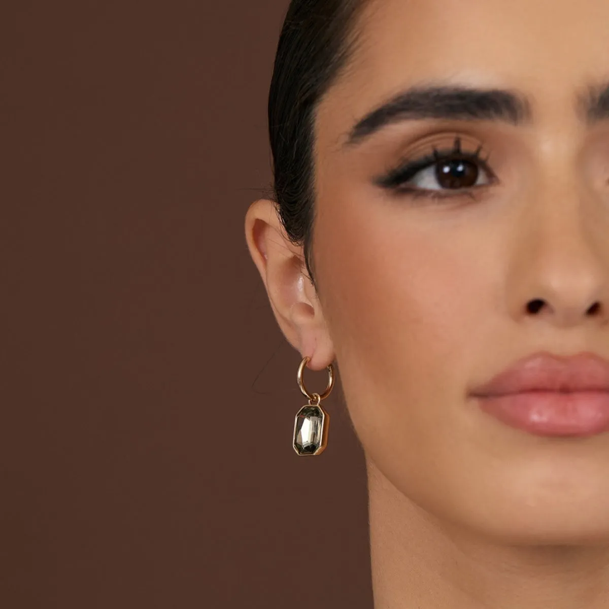 Mini Jewel Drop Earrings (Smoke/Gold)