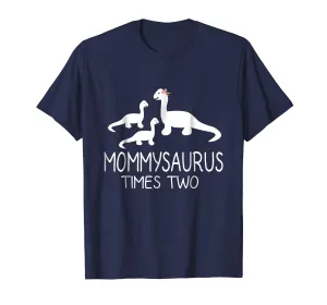 MOMMYSAURUS Fun Mother Mom Baby Kids Dinosaur Twins Tee