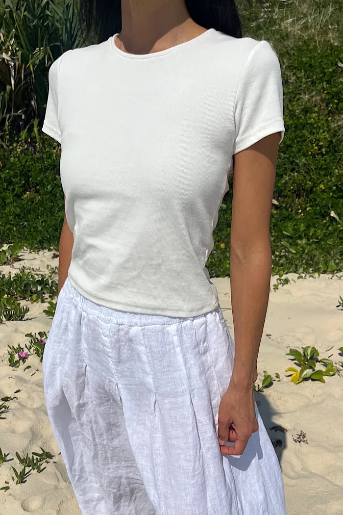 MONTAIGNE ESSENTIAL RIBBED COTTON T-SHIRT - WHITE