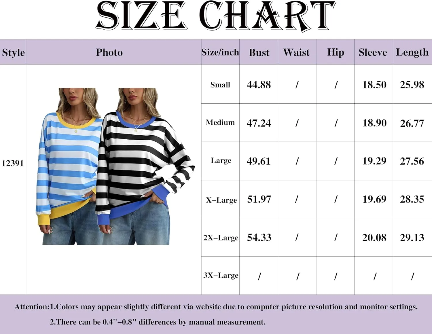 MsavigVice Women's Striped Sweatshirts with Pockets Color Block Long Sleeves Crew Neck Pullover Casual Loose Stylish Tops