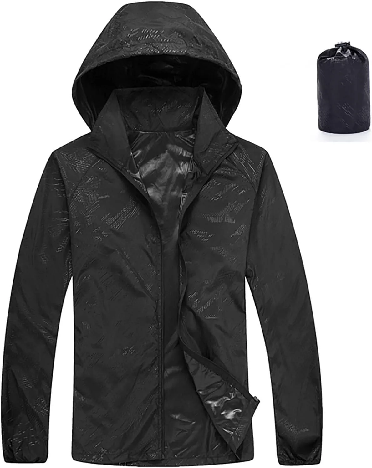 Muscularfit Mens Packable Rain Jacket Lightweight Waterproof Windbreaker Jackets Sun Hoodie Light Raincoats with Storage Bag