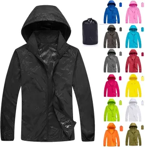 Muscularfit Mens Packable Rain Jacket Lightweight Waterproof Windbreaker Jackets Sun Hoodie Light Raincoats with Storage Bag