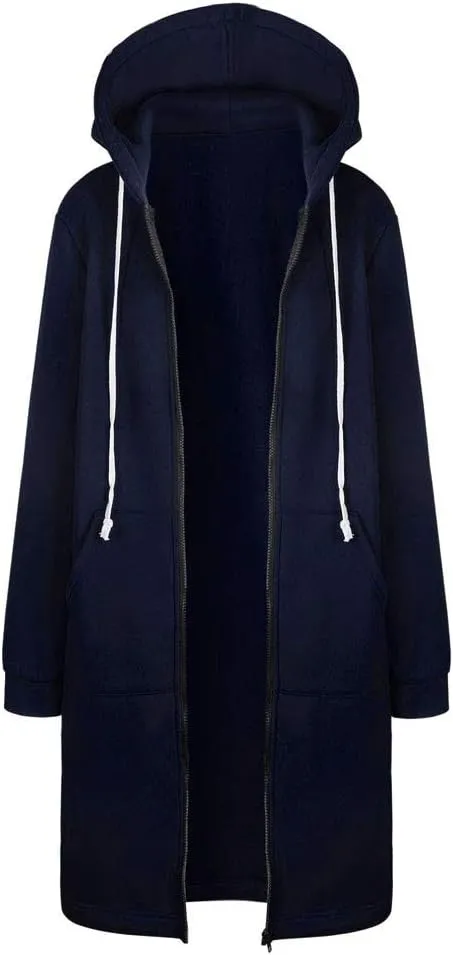 Muyise Hoodies for Women Casual Full Zip Up Long Hooded Sweatshirts Lightweight Long Sleeve Winter Warm Jackets with Pockets