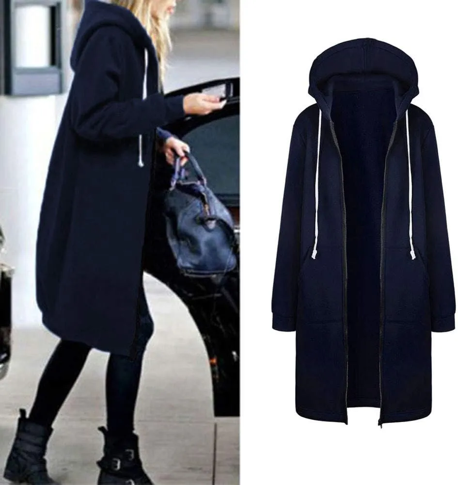 Muyise Hoodies for Women Casual Full Zip Up Long Hooded Sweatshirts Lightweight Long Sleeve Winter Warm Jackets with Pockets