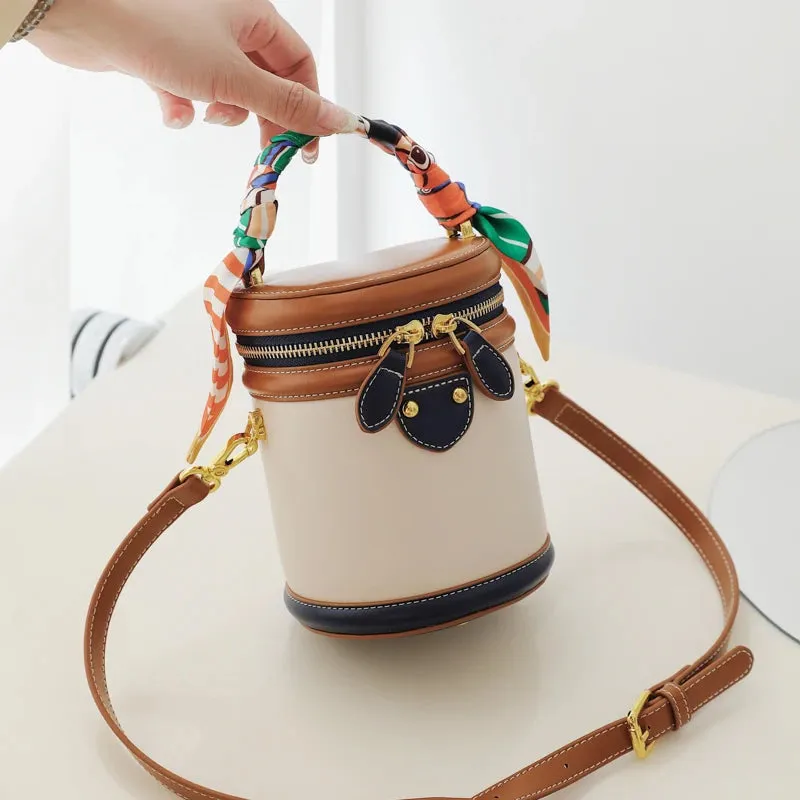 New Fashion Women's Bucket Bag: Cross-Body Niche Cylinder, One-Shoulder Portable