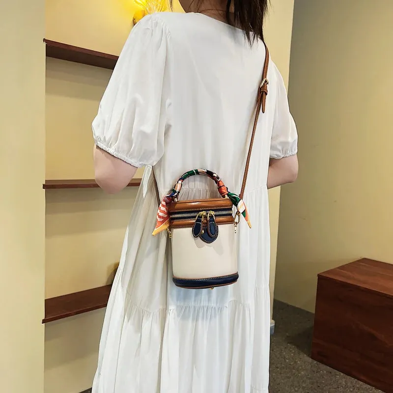 New Fashion Women's Bucket Bag: Cross-Body Niche Cylinder, One-Shoulder Portable