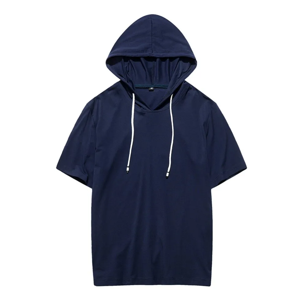 New Men T Shirt Hooded Summer Casual T-shirts Splice 2023 Male Hip Hop Streetwear tshirts Mens Loose Gym Tops Tees High Quality