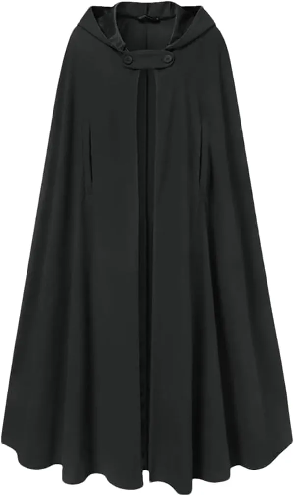 Niiyyjj Long Cape Women Hooded Wool Blend Cloak Coat Hoodies Poncho Warm Cosplay Outwear Windbreaker