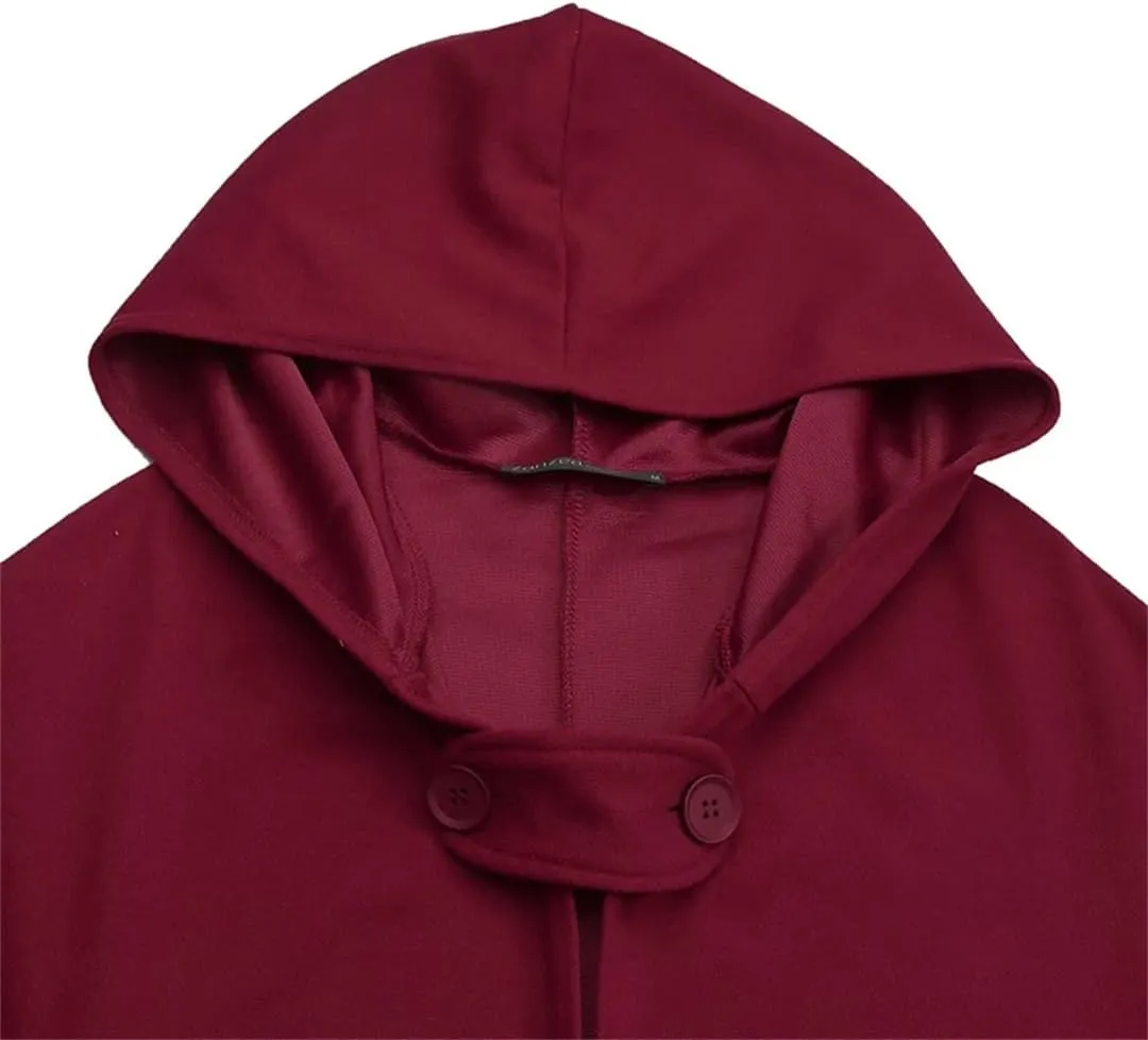 Niiyyjj Long Cape Women Hooded Wool Blend Cloak Coat Hoodies Poncho Warm Cosplay Outwear Windbreaker