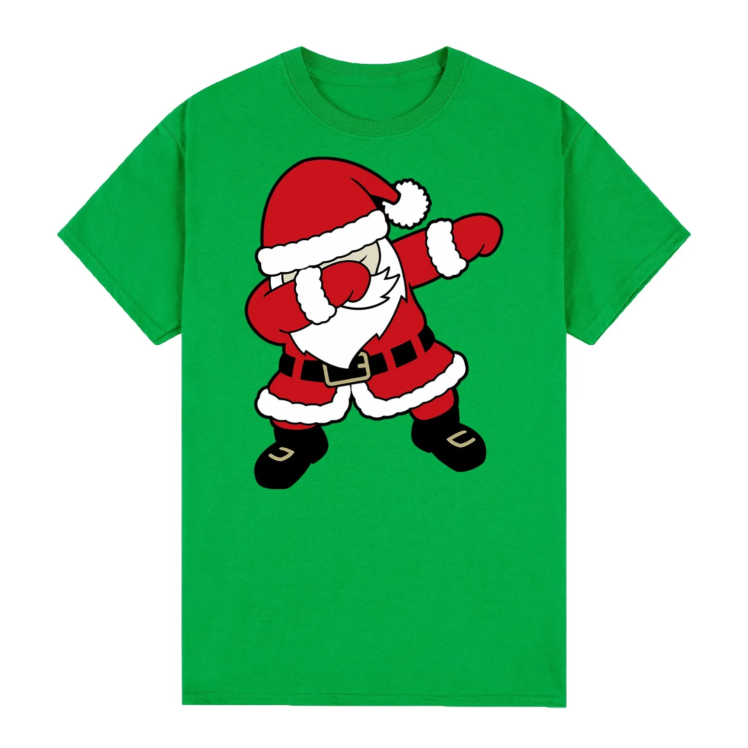 NNEDSZ 100% Cotton Christmas T-shirt Adult Unisex Tee Tops Funny Santa Party Custume, Dancing Santa (Green), 3XL