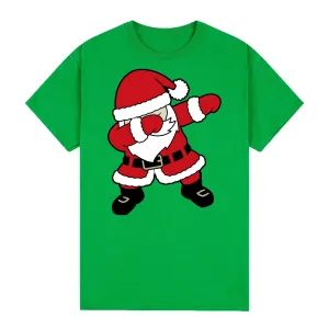 NNEDSZ 100% Cotton Christmas T-shirt Adult Unisex Tee Tops Funny Santa Party Custume, Dancing Santa (Green), 3XL